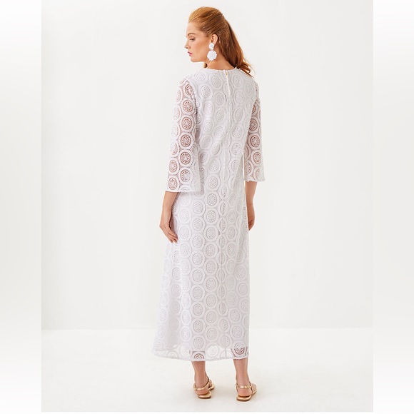 NWT Lilly Pulitzer BURNETT LACE MAXI DRESS BUTTERFLY MEDALLION LACE Sz 6 - Picture 4 of 9